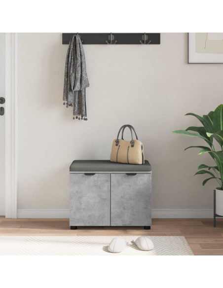 Panca per ingresso con cuscino Grigio cemento 60 x 38 x 46 cm