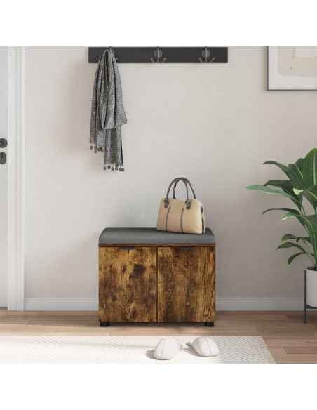 Panca per ingresso con cuscino Rovere fumé 60 x 38 x 46 cm