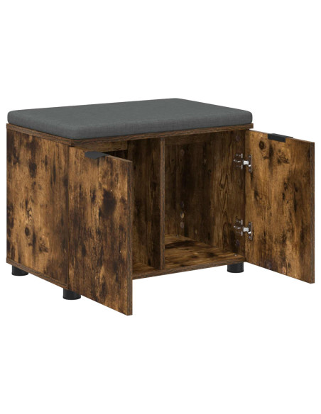 Panca per ingresso con cuscino Rovere fumé 60 x 38 x 46 cm