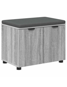 Panca per ingresso con cuscino Grigio Sonoma 60 x 38 x 46 cm 2