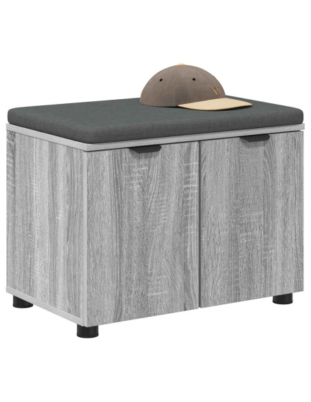 Panca per ingresso con cuscino Grigio Sonoma 60 x 38 x 46 cm