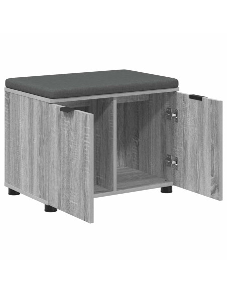 Panca per ingresso con cuscino Grigio Sonoma 60 x 38 x 46 cm