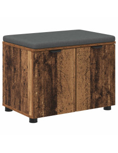 Panca per ingresso con cuscino Legno vecchio 60 x 38 x 46 cm 2