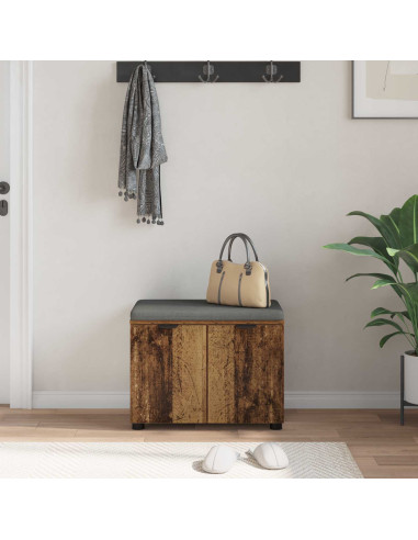 Panca per ingresso con cuscino Legno vecchio 60 x 38 x 46 cm