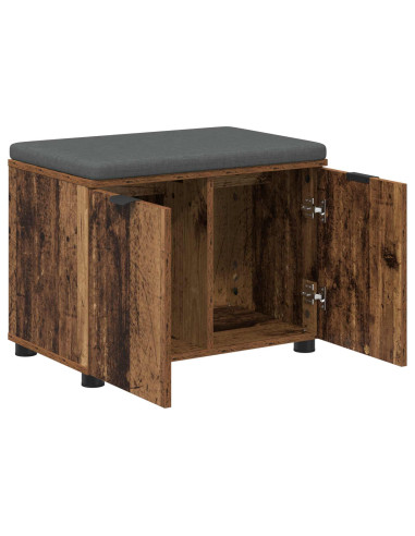 Panca per ingresso con cuscino Legno vecchio 60 x 38 x 46 cm