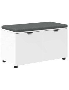 Panca per ingresso con cuscino con porta Bianco 80 x 46 x 46 cm 2