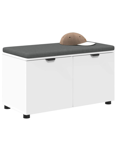 Panca per ingresso con cuscino con porta Bianco 80 x 46 x 46 cm