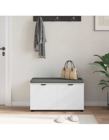 Panca per ingresso con cuscino con porta Bianco 80 x 46 x 46 cm