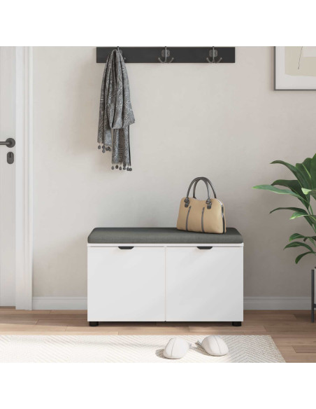 Panca per ingresso con cuscino con porta Bianco 80 x 46 x 46 cm