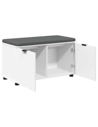 Panca per ingresso con cuscino con porta Bianco 80 x 46 x 46 cm