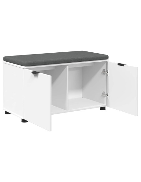 Panca per ingresso con cuscino con porta Bianco 80 x 46 x 46 cm