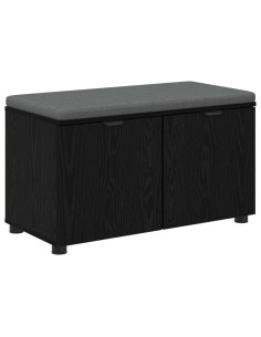 Panca per ingresso con cuscino Rovere Nero 80 x 46 x 46 cm 2