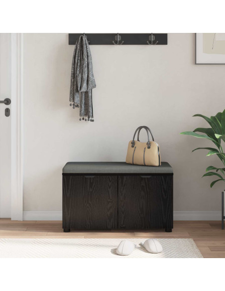 Panca per ingresso con cuscino Rovere Nero 80 x 46 x 46 cm