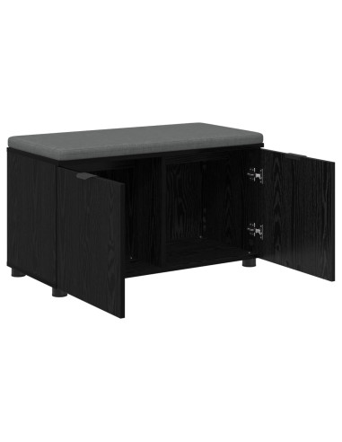 Panca per ingresso con cuscino Rovere Nero 80 x 46 x 46 cm