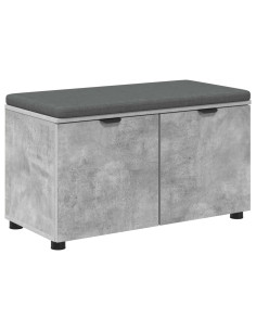 Panca per ingresso con cuscino Grigio cemento 80 x 46 x 46 cm 2