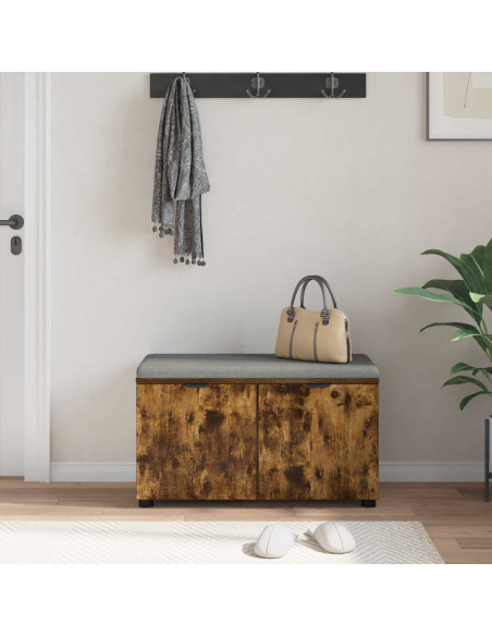 Panca per ingresso con cuscino Rovere fumé 80 x 46 x 46 cm