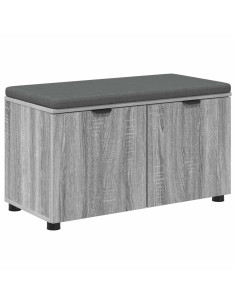 Panca per ingresso con cuscino Grigio Sonoma 80 x 46 x 46 cm 2