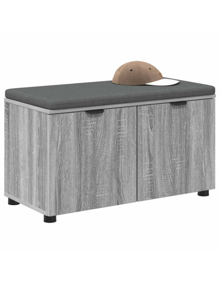 Panca per ingresso con cuscino Grigio Sonoma 80 x 46 x 46 cm