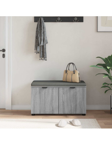 Panca per ingresso con cuscino Grigio Sonoma 80 x 46 x 46 cm