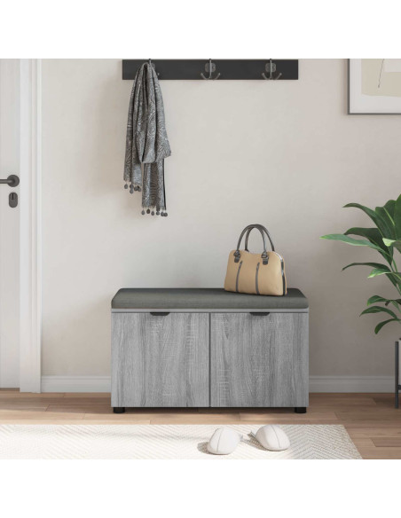 Panca per ingresso con cuscino Grigio Sonoma 80 x 46 x 46 cm