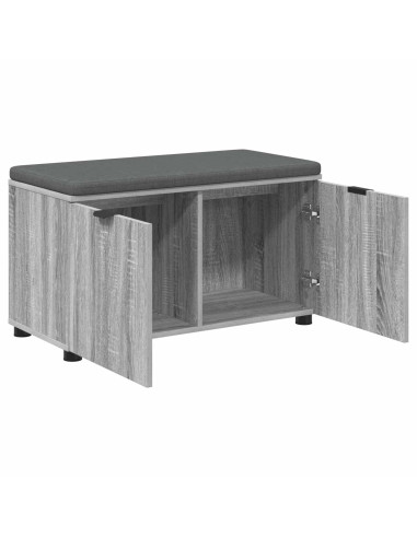 Panca per ingresso con cuscino Grigio Sonoma 80 x 46 x 46 cm