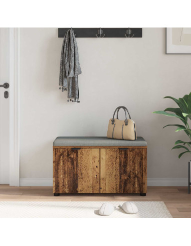 Panca per ingresso con cuscino Legno vecchio 80 x 46 x 46 cm