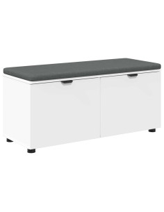 Panca per ingresso con cuscino Bianco 100 x 38 x 46 cm 2