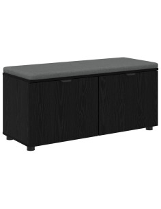 Panca per ingresso con cuscino Rovere Nero 100 x 38 x 46 cm 2