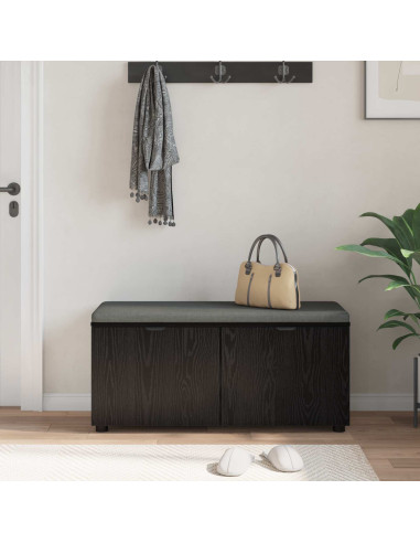 Panca per ingresso con cuscino Rovere Nero 100 x 38 x 46 cm