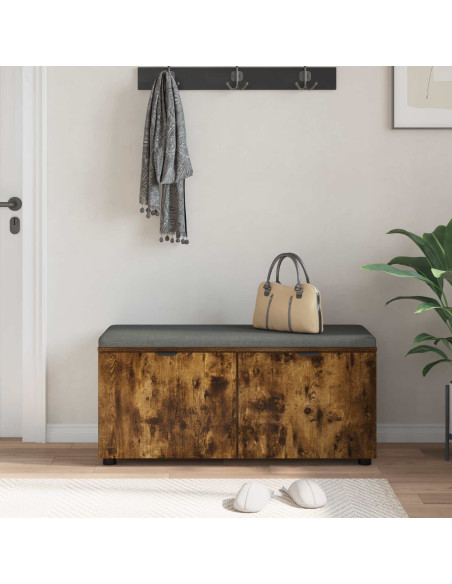 Panca per ingresso con cuscino Rovere fumé 100 x 38 x 46 cm