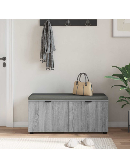 Panca per ingresso con cuscino Grigio Sonoma 100 x 38 x 46 cm
