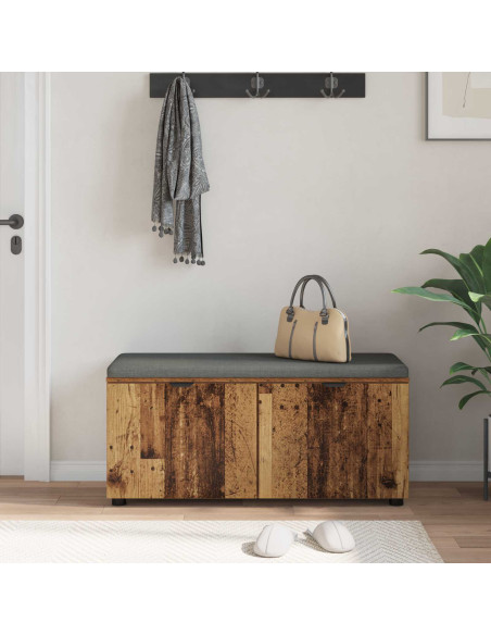 Panca per ingresso con cuscino Legno vecchio 100 x 38 x 46 cm