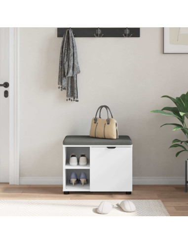 Panca per ingresso con cuscino Bianco 60 x 38 x 46 cm