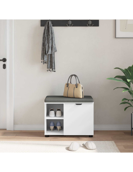 Panca per ingresso con cuscino Bianco 60 x 38 x 46 cm