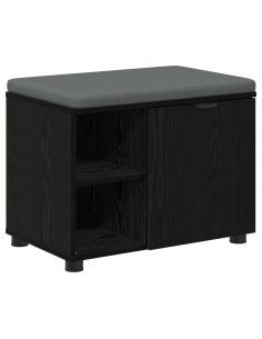 Panca per ingresso con cuscino Rovere Nero 60 x 38 x 46 cm 2