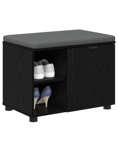 Panca per ingresso con cuscino Rovere Nero 60 x 38 x 46 cm