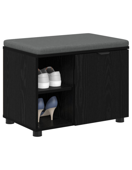 Panca per ingresso con cuscino Rovere Nero 60 x 38 x 46 cm