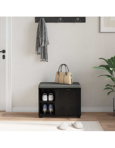 Panca per ingresso con cuscino Rovere Nero 60 x 38 x 46 cm