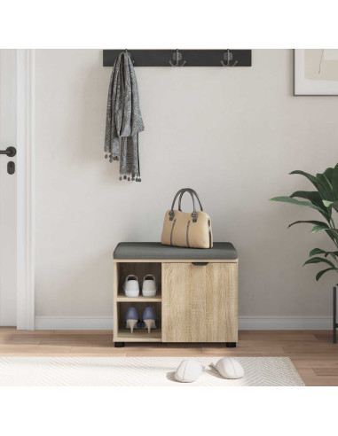 Panca per ingresso con cuscino Rovere Sonoma 60 x 38 x 46 cm