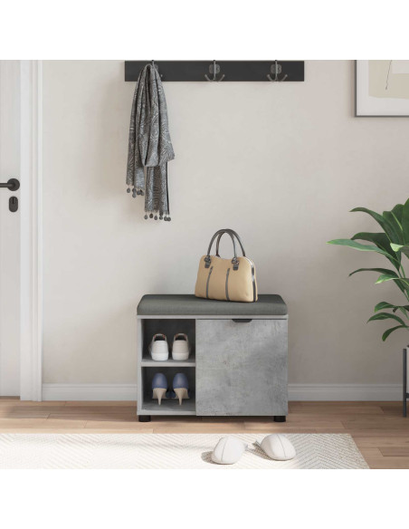 Panca per ingresso con cuscino Grigio cemento 60 x 38 x 46 cm