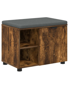 Panca per ingresso con cuscino Rovere fumé 60 x 38 x 46 cm 2