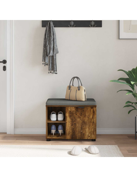 Panca per ingresso con cuscino Rovere fumé 60 x 38 x 46 cm
