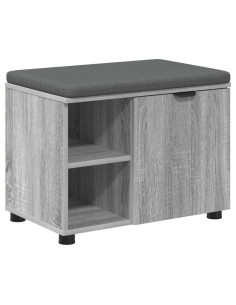 Panca per ingresso con cuscino Grigio Sonoma 60 x 38 x 46 cm 2