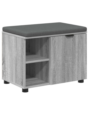 Panca per ingresso con cuscino Grigio Sonoma 60 x 38 x 46 cm