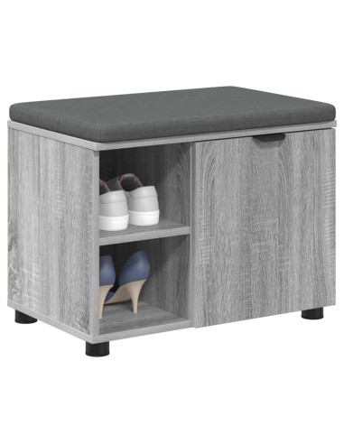 Panca per ingresso con cuscino Grigio Sonoma 60 x 38 x 46 cm