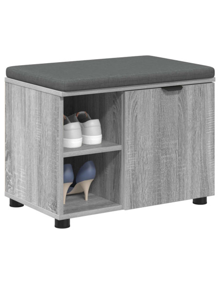 Panca per ingresso con cuscino Grigio Sonoma 60 x 38 x 46 cm
