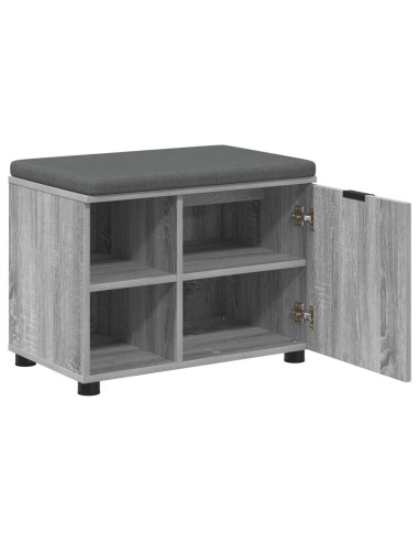 Panca per ingresso con cuscino Grigio Sonoma 60 x 38 x 46 cm