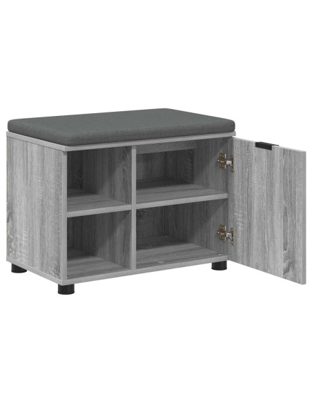 Panca per ingresso con cuscino Grigio Sonoma 60 x 38 x 46 cm