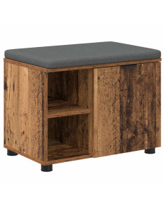Panca per ingresso con cuscino Legno vecchio 60 x 38 x 46 cm 2
