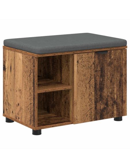 Panca per ingresso con cuscino Legno vecchio 60 x 38 x 46 cm